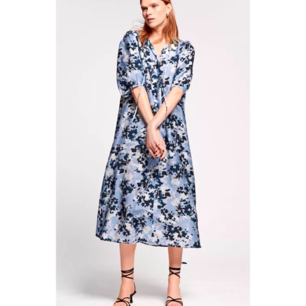 & OTHER STORIES FLORAL MIDI DRESS 2 COTTAGECORE FEMININE COQUETTE BOHO LYOCELL